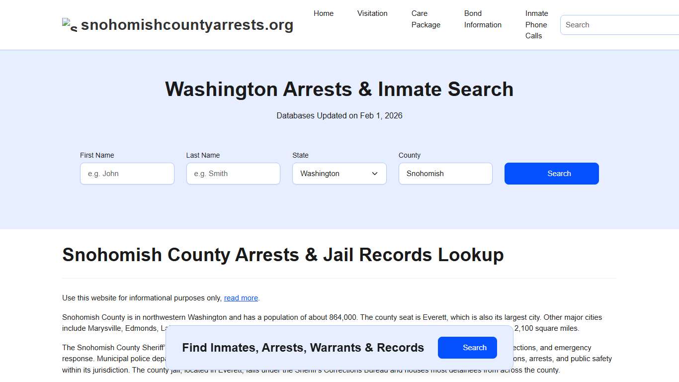 Snohomish County, WA Arrests, Warrants, Police Records Search